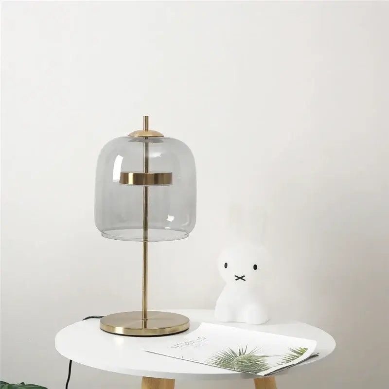 Modern brass glass lampshade led table lamp for bedroom decor