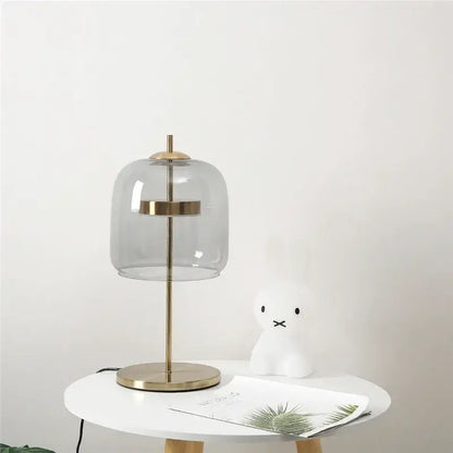 Modern brass glass lampshade led table lamp for bedroom decor