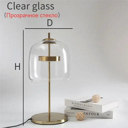 Modern brass glass lampshade led table lamp for bedroom decor