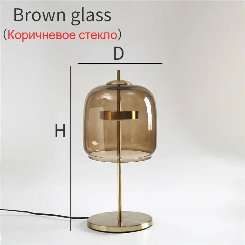 Modern brass glass lampshade led table lamp for bedroom decor
