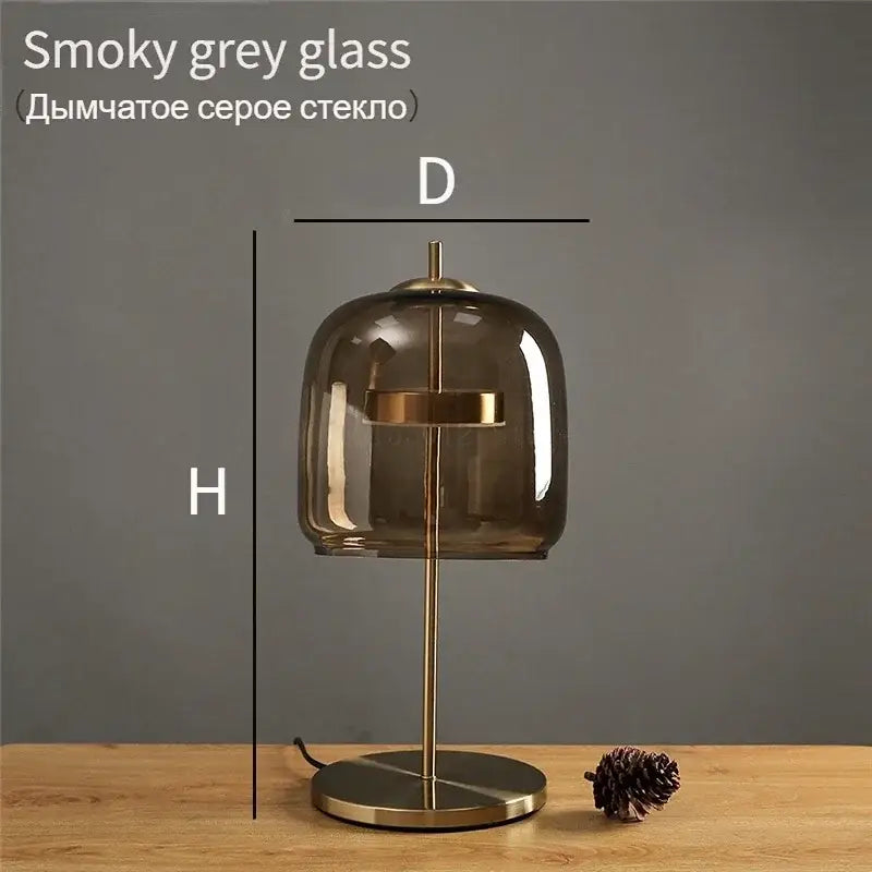 Modern brass glass lampshade led table lamp for bedroom decor