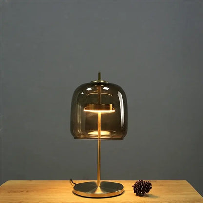 Modern brass glass lampshade led table lamp for bedroom decor