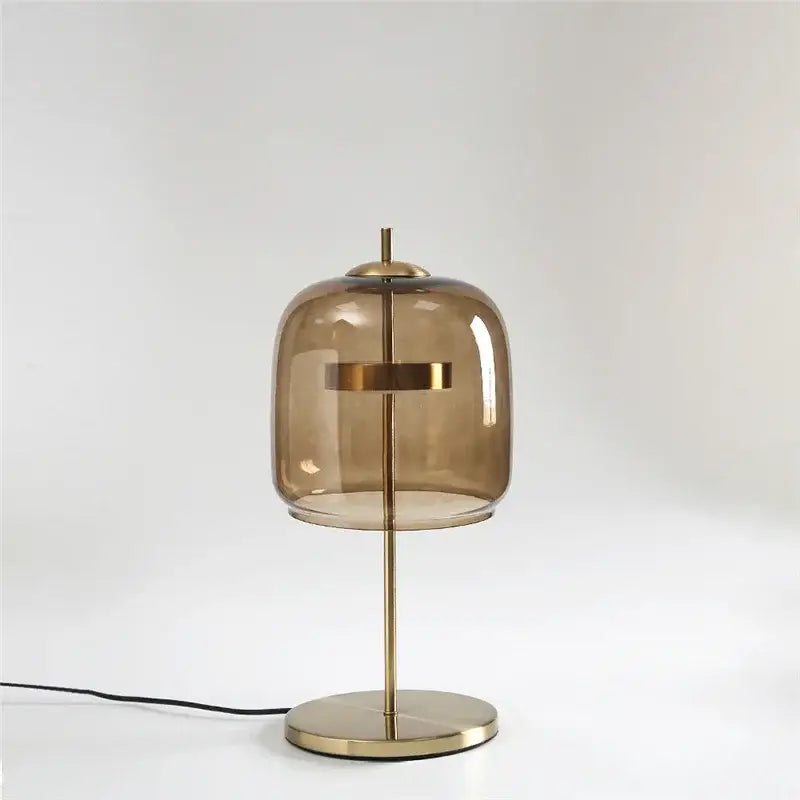 Modern brass glass lampshade led table lamp for bedroom decor