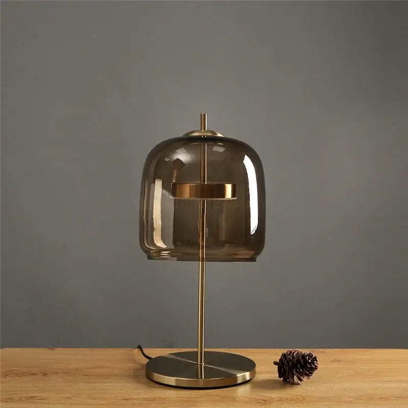 Modern brass glass lampshade led table lamp for bedroom decor