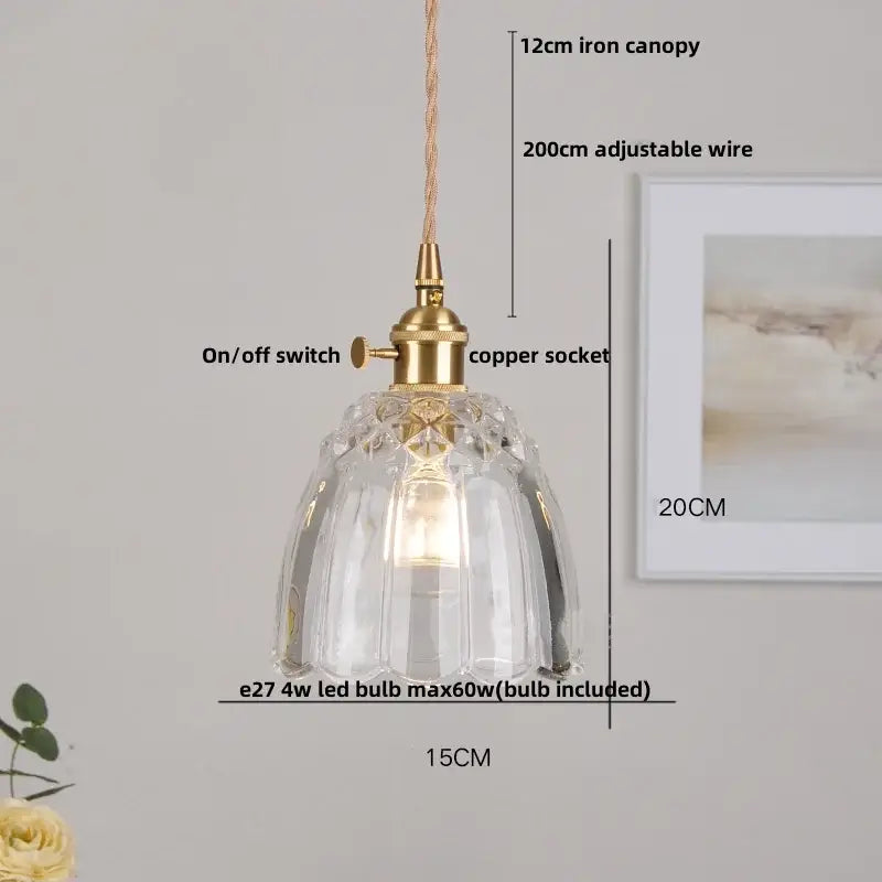 Modern brass glass led pendant light for dining room