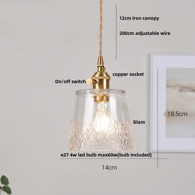 Modern brass glass led pendant light for dining room