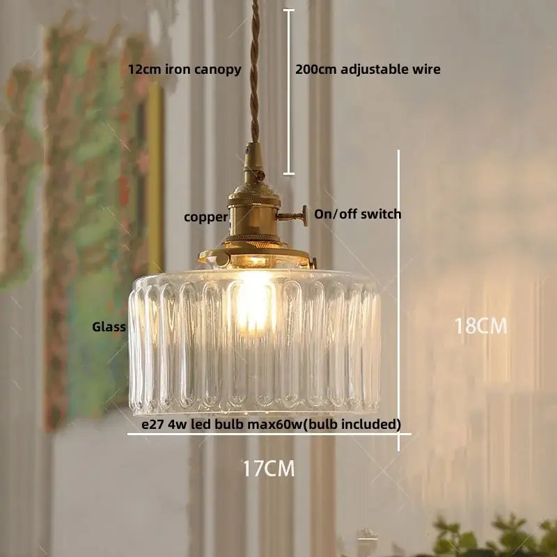 Modern brass glass led pendant light for dining room