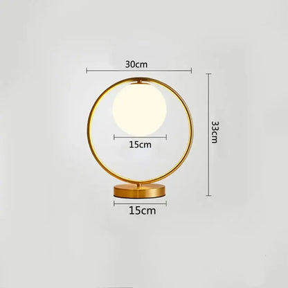 Modern brass glass led table lamp for bedroom reading desk
