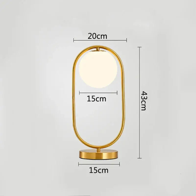 Modern brass glass led table lamp for bedroom reading desk