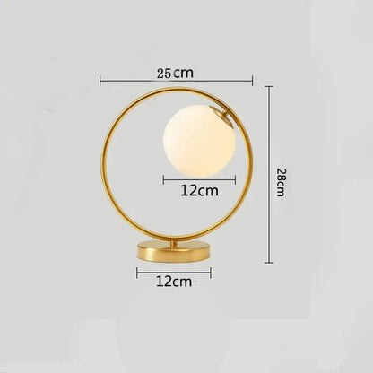Modern brass glass led table lamp for bedroom reading desk