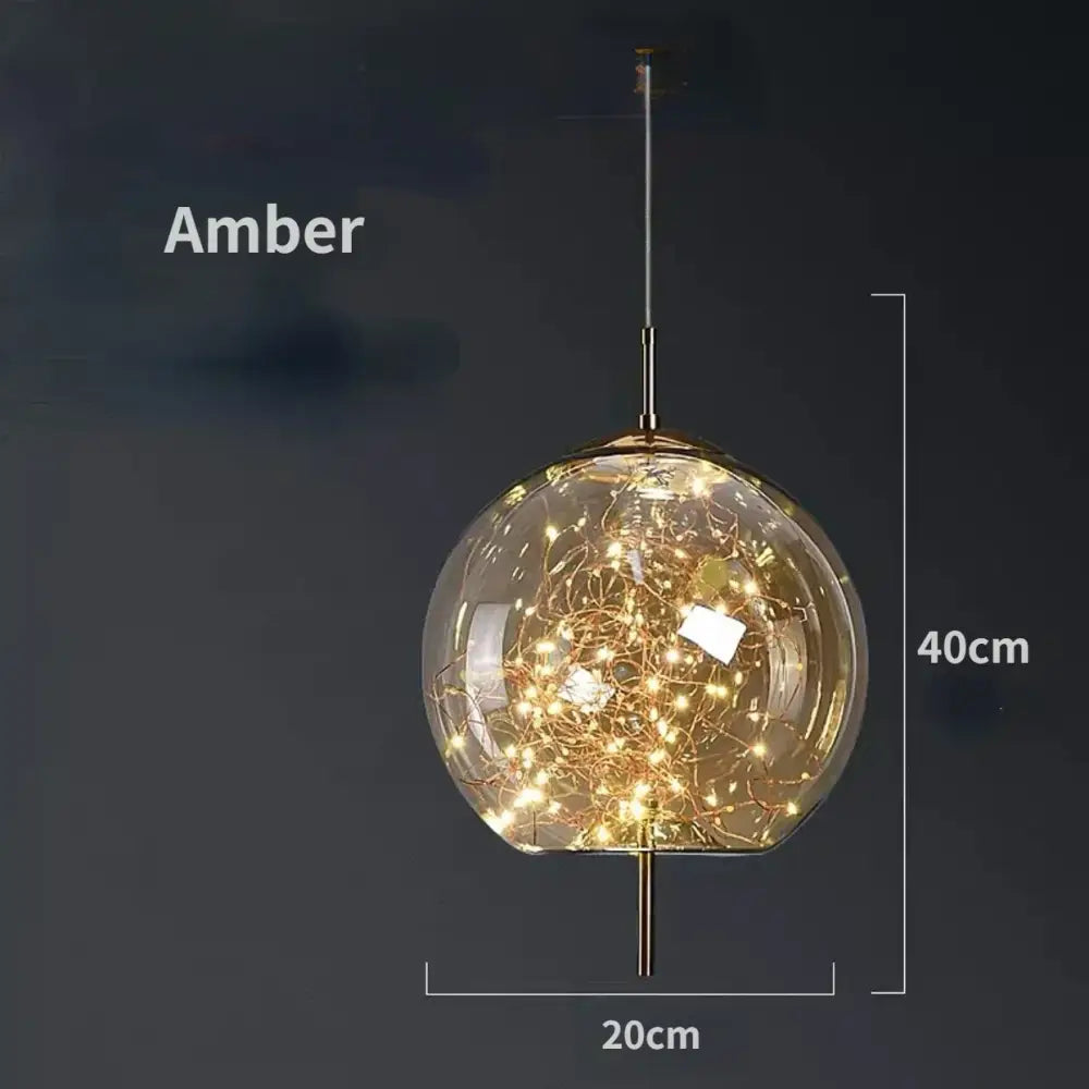 Modern brass glass pendant light bedroom led chandelier