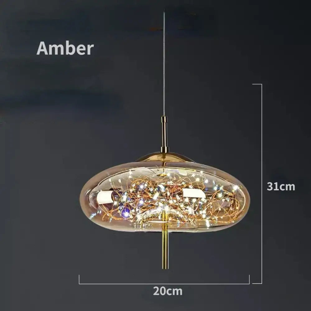 Modern brass glass pendant light bedroom led chandelier
