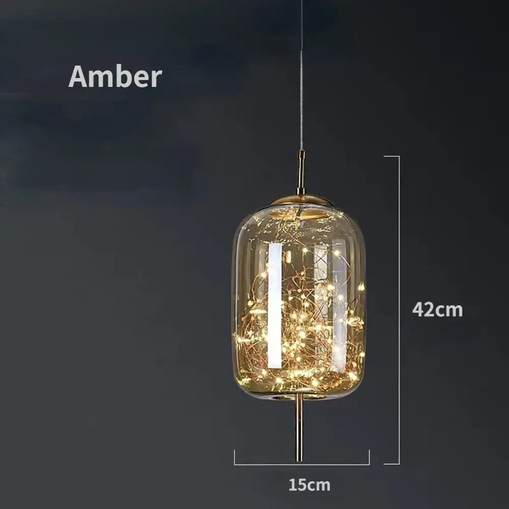 Modern brass glass pendant light bedroom led chandelier