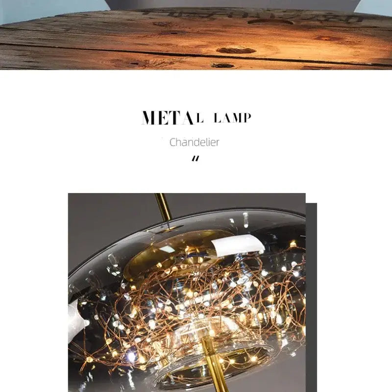 Modern brass glass pendant light bedroom led chandelier