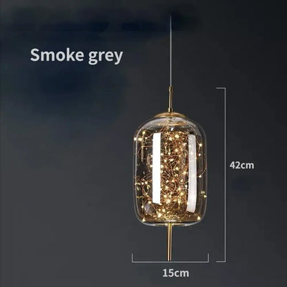 Modern brass glass pendant light bedroom led chandelier