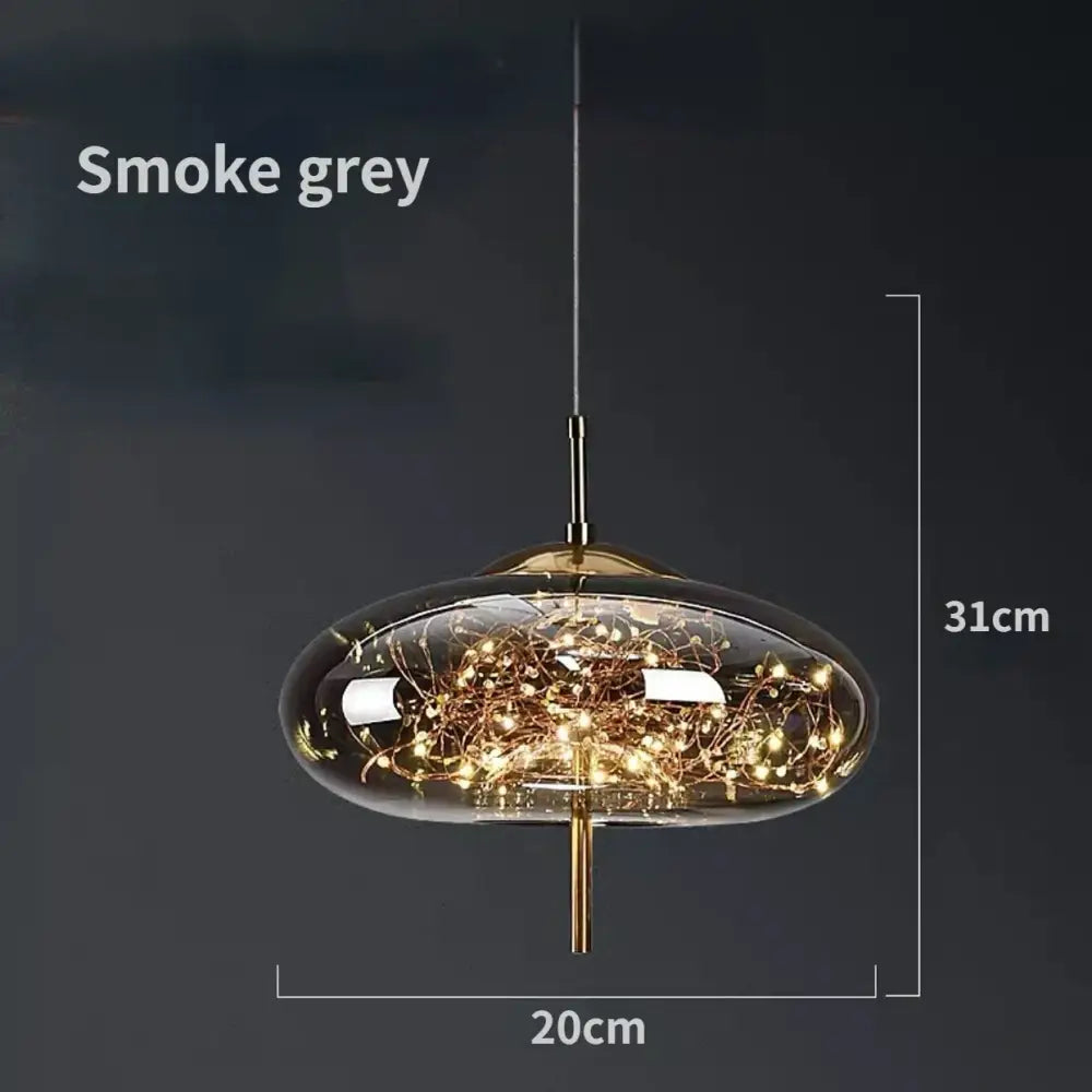 Modern brass glass pendant light bedroom led chandelier