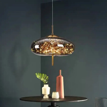 Modern brass glass pendant light bedroom led chandelier