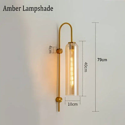 Modern brass glass sconce wall lamp for living room