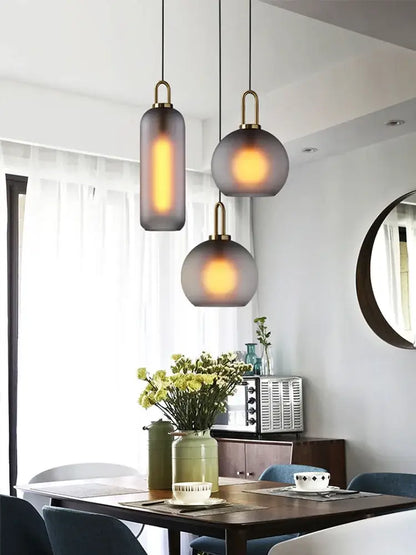 Modern brass glass staircase chandelier for living room