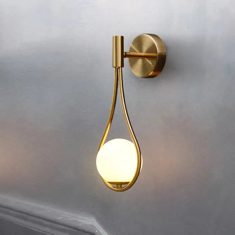 Modern brass glass wall lamp for bedroom lighting