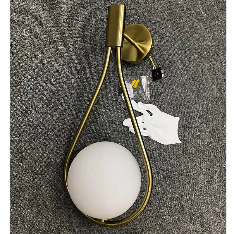 Modern brass glass wall lamp for bedroom lighting