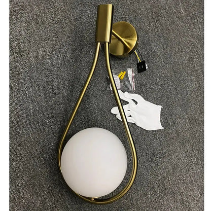 Modern brass glass wall lamp for bedroom lighting