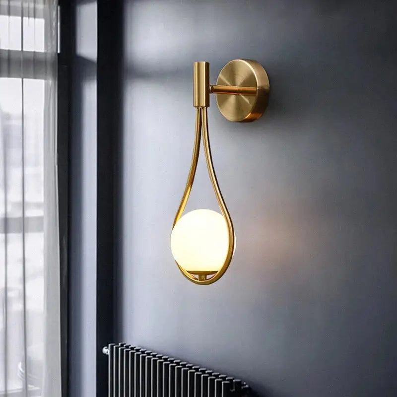 Modern brass glass wall lamp for bedroom lighting