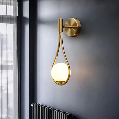 Modern brass glass wall lamp for bedroom lighting