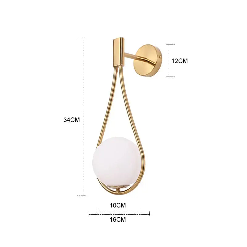 Modern brass glass wall lamp for bedroom lighting