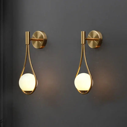Modern brass glass wall lamp for bedroom lighting