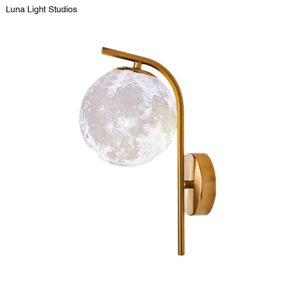Modern brass globe bedside lamp with frosted glass for bedroom