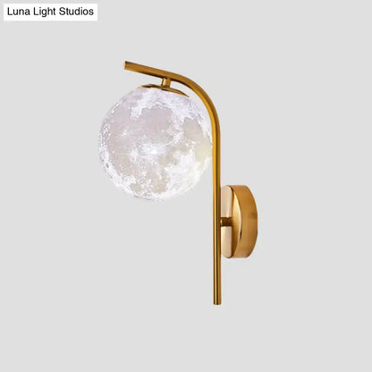 Modern brass globe bedside lamp with frosted glass for bedroom