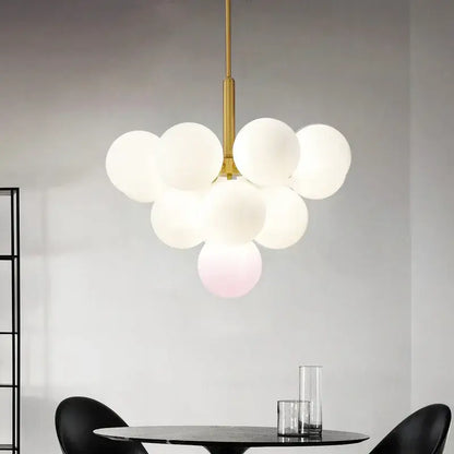 Modern brass globe pendant lamp dining room frosted glass cluster