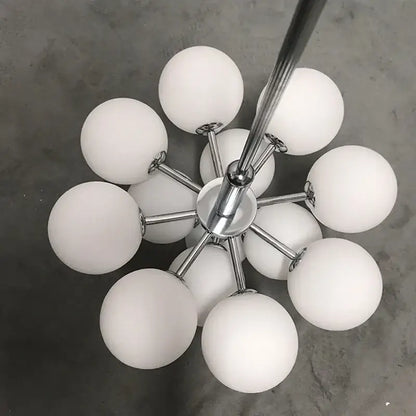 Modern brass globe pendant lamp dining room frosted glass cluster