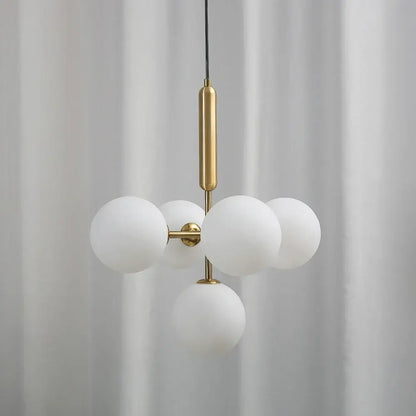 Modern brass golden glass balls ceiling light dining room cluster
