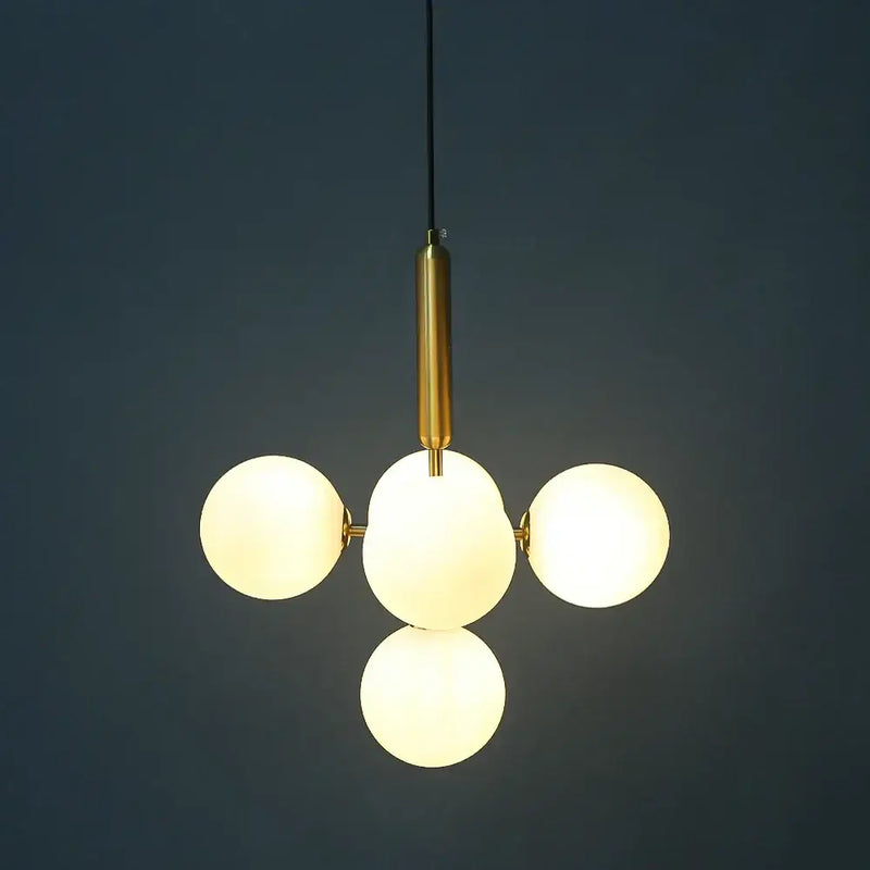 Modern brass golden glass balls ceiling light dining room cluster