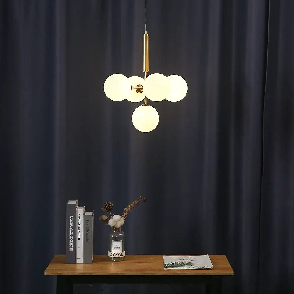 Modern brass golden glass balls ceiling light dining room cluster