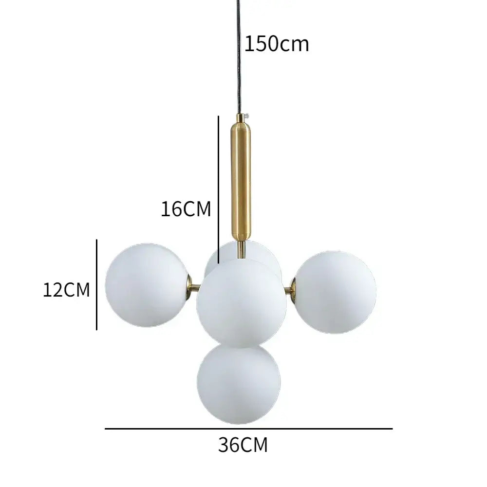 Modern brass golden glass balls ceiling light dining room cluster