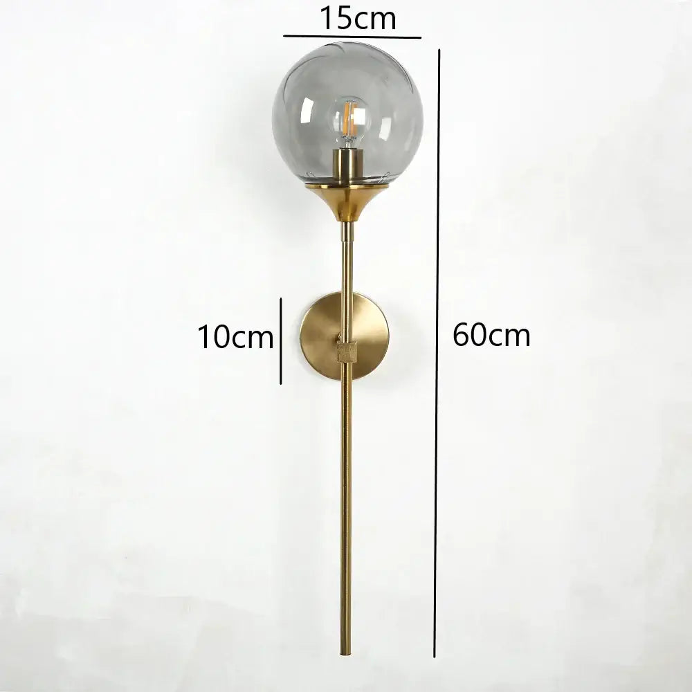 Modern brass golden glass wall sconces for bedroom globe light