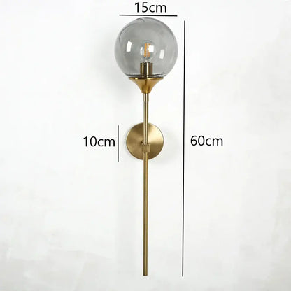 Modern brass golden glass wall sconces for bedroom globe light