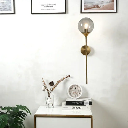 Modern brass golden glass wall sconces for bedroom globe light