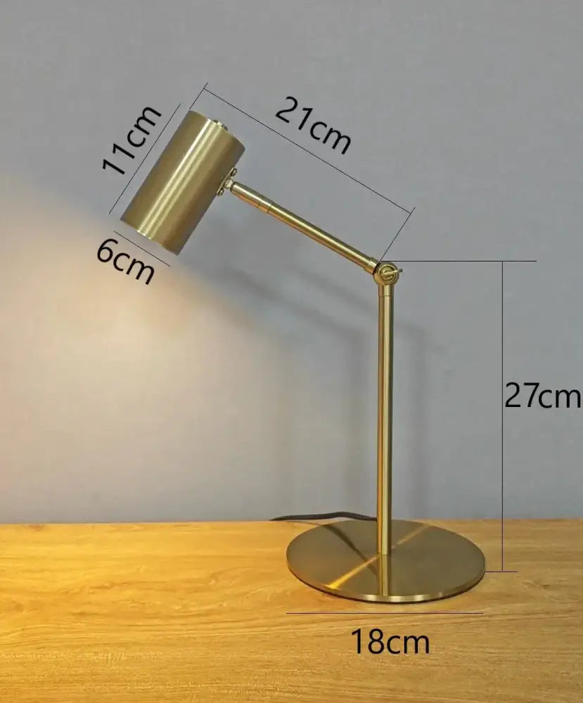 Modern brass golden table lamp study reading desk light