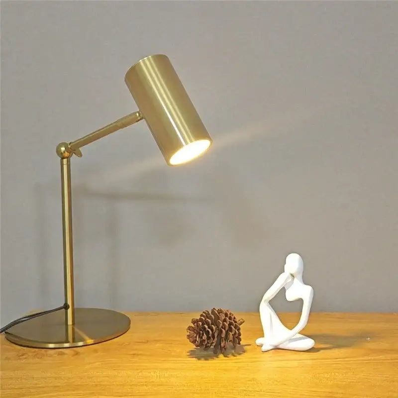 Modern brass golden table lamp study reading desk light