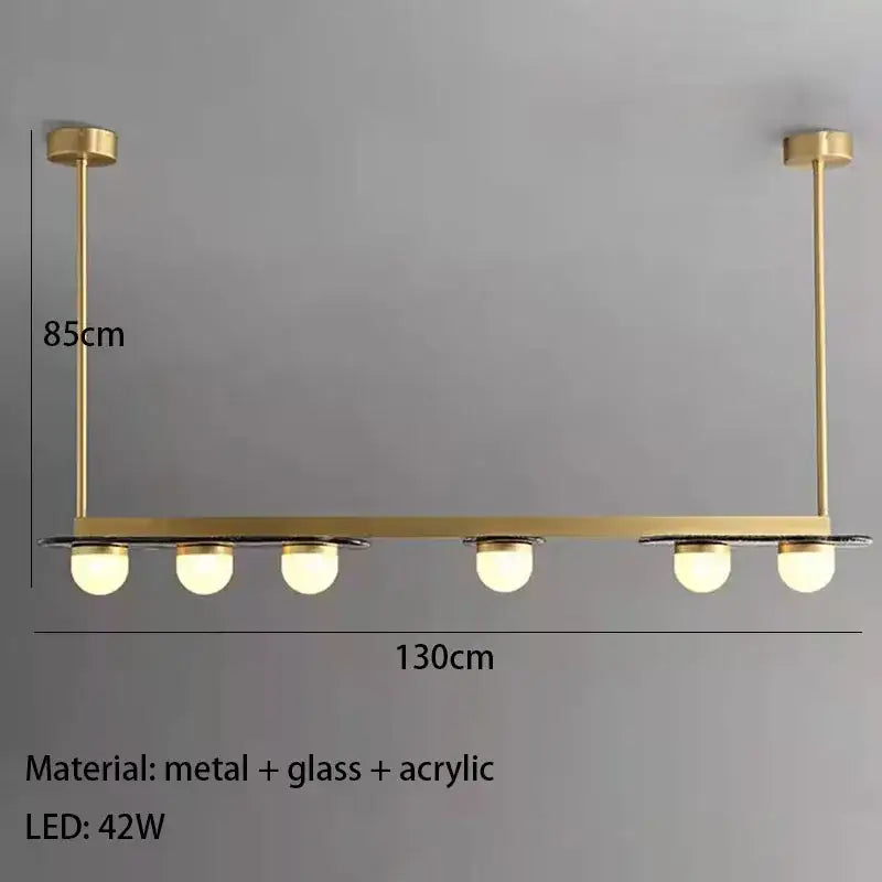 Modern brass gray glass led chandeliers dining room pendant light