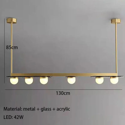Modern brass gray glass led chandeliers dining room pendant light