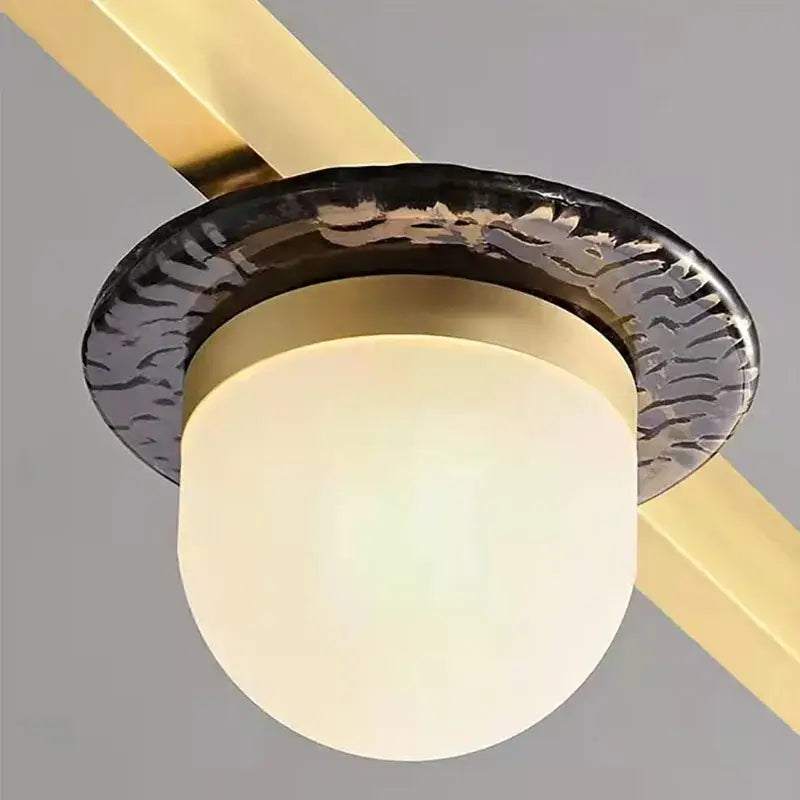 Modern brass gray glass led chandeliers dining room pendant light