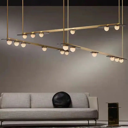 Modern brass gray glass led chandeliers dining room pendant light