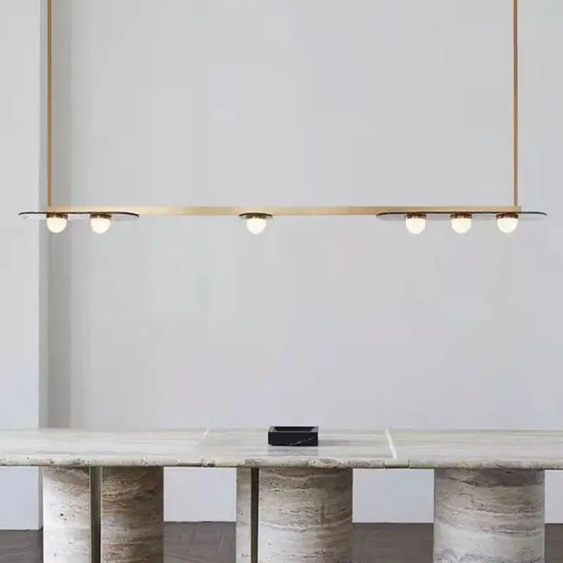 Modern brass gray glass led chandeliers dining room pendant light