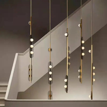 Modern brass gray glass led chandeliers dining room pendant light