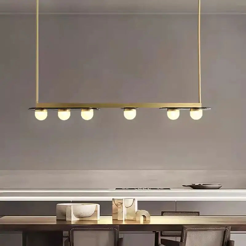 Modern brass gray glass led chandeliers dining room pendant light